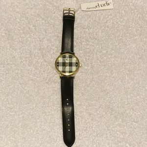 NWT Charming Charlie Black and White Plaid Watch